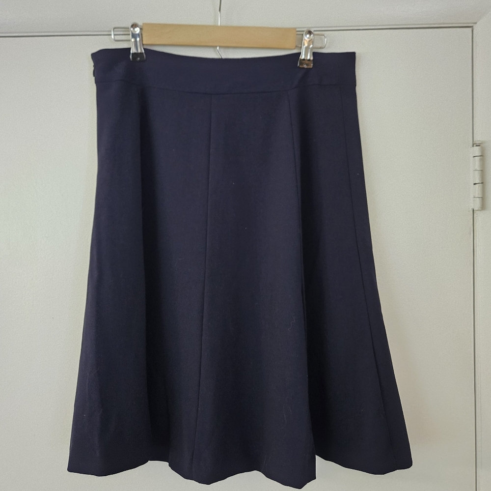 Navy Seamed Circle A-line Skirt Size 10